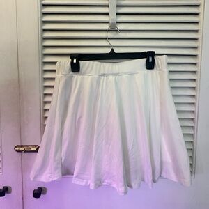 SHEIN White Pleated Skater Mini Skirt
